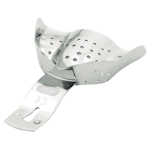 Стоматорг - Ложка слепочная верхняя с перфорацией с бортиками для челюстей с частичным отсутствием зуб 70*56 мм