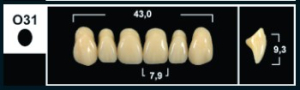 Стоматорг - Зубы Yeti C2 O31 фронтальный верх (Tribos) 6 шт.