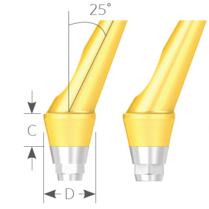 Стоматорг - Абатмент угловой для цементной фиксации диаметр 5.5 мм, десна 2.0 мм. Угол 25% шестигранник тип Б.