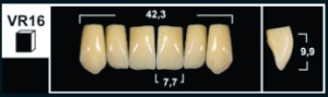 Стоматорг - Зубы Yeti D2 VR16 фронтальный верх (Tribos) 6 шт. 