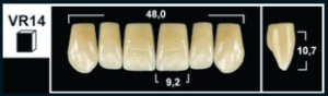 Стоматорг - Зубы Yeti A2 VR14 фронтальная группа, верхние (Tribos) 6 шт.