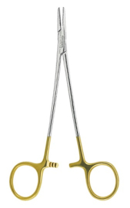 Стоматорг - Иглодержатель микрохирургический на защелке с твердосплавными вставками и золотыми ручками, 15 см Asa Lady