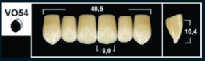 Стоматорг - Зубы Yeti A2 VO54 фронтальная группа, верхние (Tribos) 6 шт.
