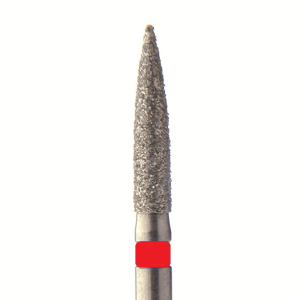 Стоматорг - Бор алмазный 862 014 FG, красный, 5 шт. Форма: цилиндр с заостренным концом