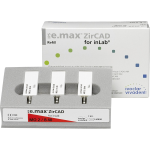 Стоматорг - Блоки Ivoclar Vivadent IPS emax ZirCAD for InLab MO 0 B40 L/3 из оксида циркония, 3 шт