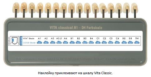 Наклейку приклеивают на шкалу Vita Classic