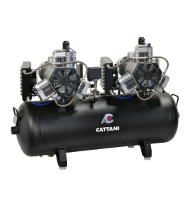 Компрессор на 7 установок, с 2-мя 3-х цилиндровыми двигателями, с 2-мя осушителями, ресивер 150 л, 476 л/мин (3-фазный) - Cattani