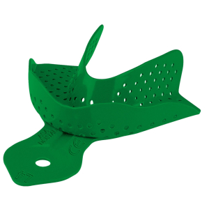 Стоматорг - Ложка слепочная нижняя очень большая (XL) с перфорацией без бортиков, алюминий (зеленая)