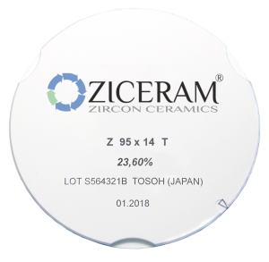 Стоматорг - Заготовки диоксида циркония ZICERAM Z 95 х14Т, транслюцентные.