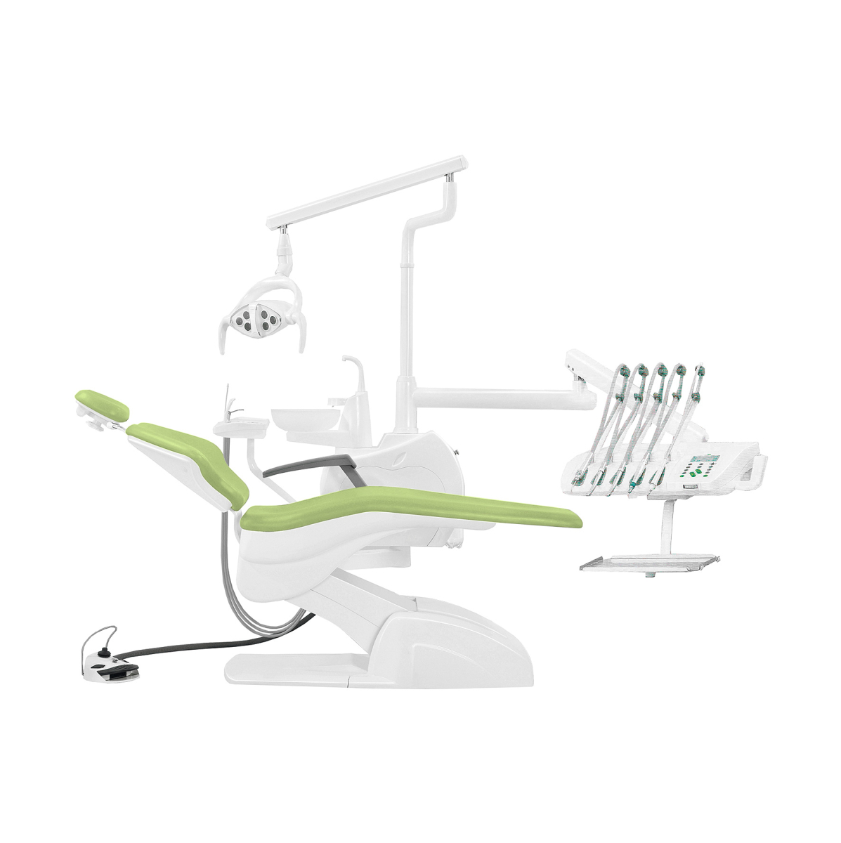 Установка стоматологическая Fengdan QL2028 (Pragmatic) с верхней подачей с мягкой обивкой цвет М07 зелёный - Fengdan