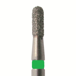 Стоматорг - Бор алмазный 880G 012 FG, зеленый, 5 шт. Форма: цилиндр с закругленным концом