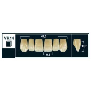 Стоматорг - Зубы Yeti C2 VR14 фронтальный верх (Tribos) 6 шт.