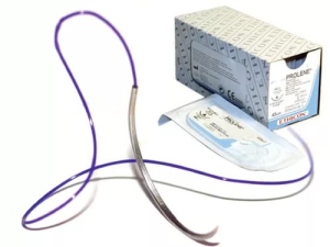 Стоматорг - Шовный материал Пролен 7/0, игла колющая 9.3 мм, 2 иглы, окр.3/8, нить 60 см, синий,12 шт/упак.