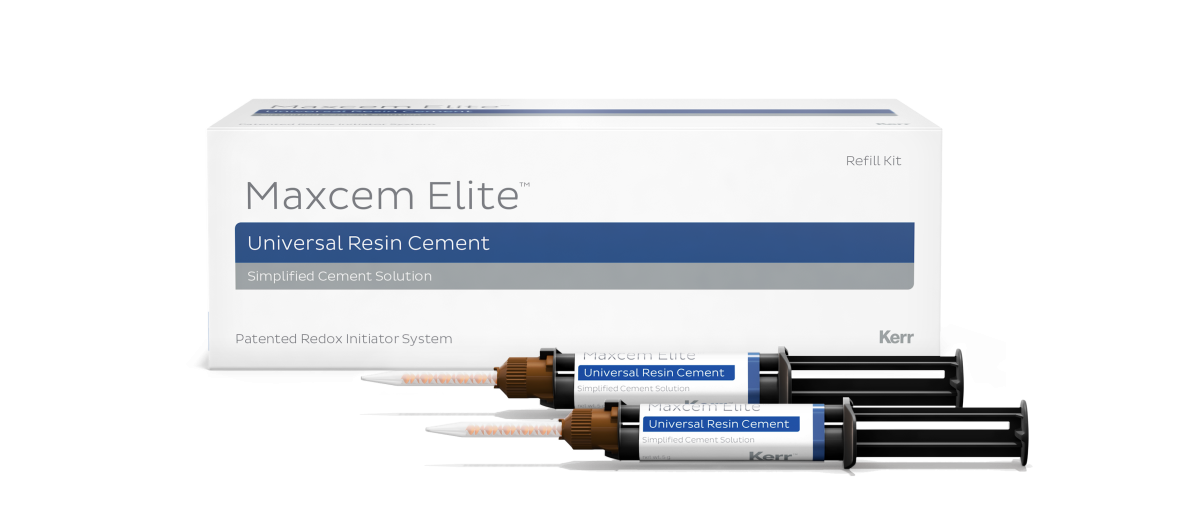 Maxcem Elite™ Elite (прозрачный) композитный цемент двойного отверждения для непрямых реставраций, 2 шприца по 5 г.