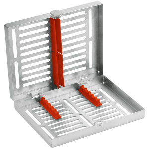 Стоматорг - Лоток для инструментов на 5 инструментов с силиконовой внутренней рамкой красной, запирающийся