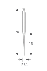 Стоматорг - Сверло направляющее диаметр 1.5, длина рабочей части 15 мм, общая длина 30 мм.