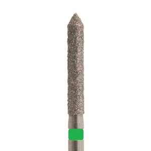 Стоматорг - Бор алмазный 886 012 FG, зеленый, 5 шт. Форма: цилиндр с заостренным концом