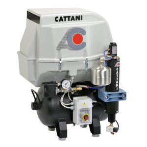 Компрессор Cattani на 2 установки, 2 цилиндра, с осушителем (в пластиковом кожухе), ресивер 30 л - Cattani