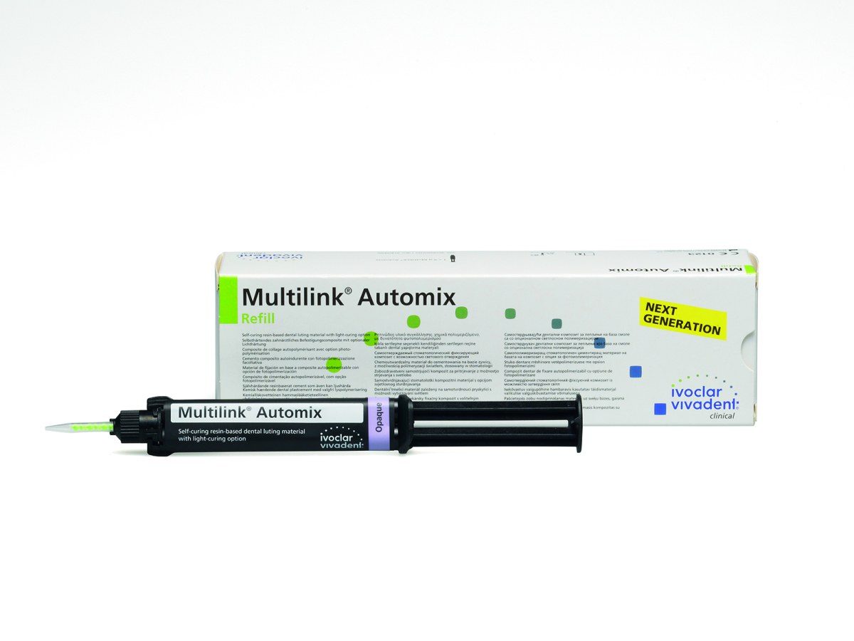 Multilink Automix Рефил (желтый) - система адгезивной фиксации непрямых реставраций.
