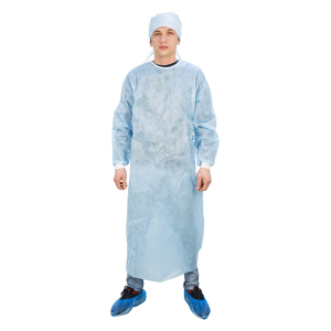 Халат хирургический нестерильный с манжетами Евростандарт-Лайт р.52-54, длина 140 см, плотность 25 г/м2, голубой	