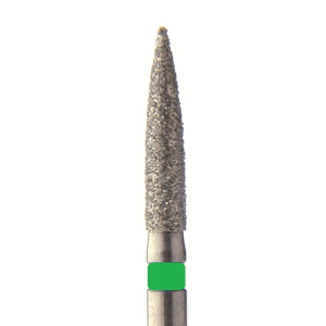 Стоматорг - Бор алмазный 862 014 FG, зеленый, 5 шт. Форма: цилиндр с заостренным концом