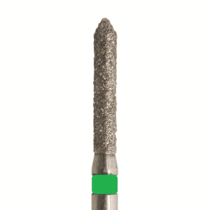 Стоматорг - Бор алмазный 884G 012 FG, зеленый, 5 шт. Форма: цилиндр с заостренным концом