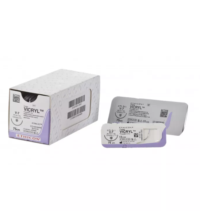 Стоматорг - Шовный материал Викрил 8/0 (М0,4)  игла обратно- режущая 8 мм, фиолетовый, 30 см, 1/2 окр. 12 шт/упак.