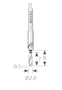 Стоматорг - Сверло первоначальное диаметр 2.0, длина рабочей части 7-8 мм.