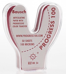 Bausch Бумага артикуляционная ВК 54,100 мкм,.50 листов красная, ПОДКОВА, в раздаточном устройстве.