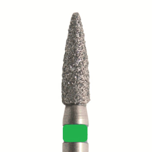 Стоматорг - Бор алмазный 861 014 FG, зеленый, 5 шт. Форма: цилиндр с заостренным концом
