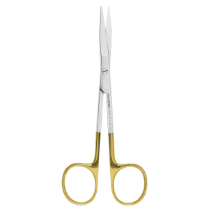 Стоматорг - Ножницы для десны  прямые с твердосплавными вставками и золотистыми ручками, 13 см