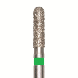Стоматорг - Бор алмазный 838L 012 FG, зеленый, 5 шт. Форма: цилиндр с закругленным концом
