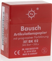 Bausch ВК 02 артикуляционная бумага, 200 мкм, 300 листов (красная) пластиковая кассета