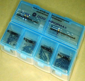 Стоматорг - Штифты титановые набор №1 (80 шт. + 8 инструментов) с диаметром 0,8 мм