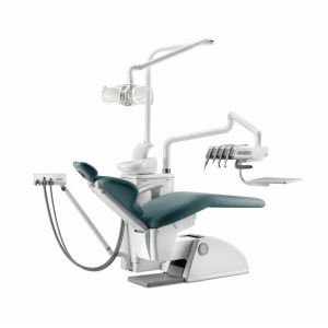 Linea Esse plus - стоматологическая установка с верхней подачей на 4 инструмента без скайлера, цвет М02 серо-синий. - OMS