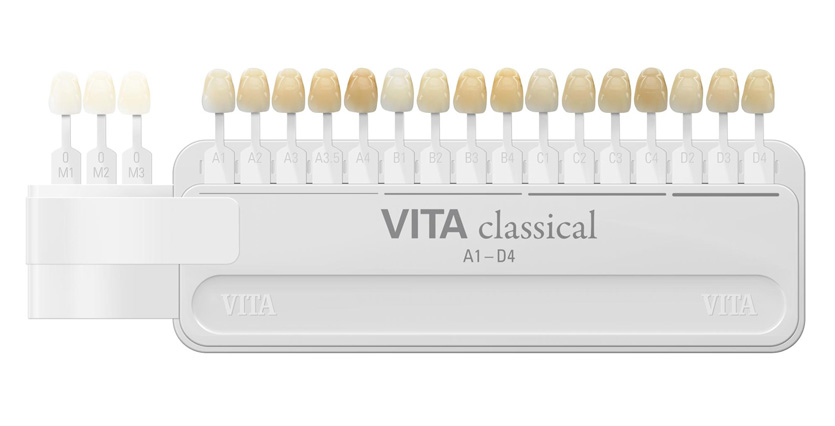 Расцветка VITA classical A1-D4 классическая с отбеленными оттенками.