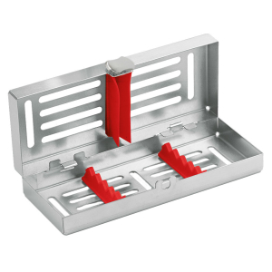 Стоматорг - Лоток на 5 инструментов с силиконовой внутренней рамкой красной,запирающийся, 182*72*34 мм