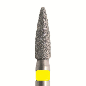 Стоматорг - Бор алмазный 861 010 FG, желтый, 5 шт. Форма: цилиндр с заостренным концом