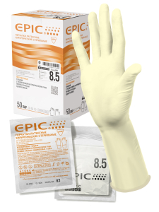 Перчатки латексные хирургические EPIC (RU) L (8,5)- 50 пар