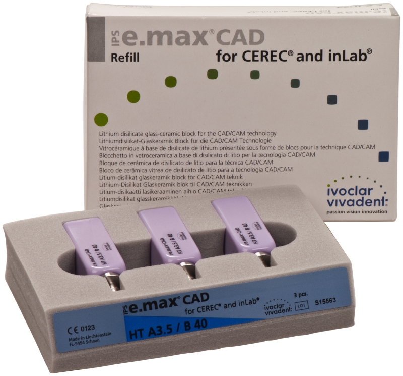 Стоматорг - Блоки IPS e.max CAD CEREC/inLab HT A3.5 B40 3 шт. 