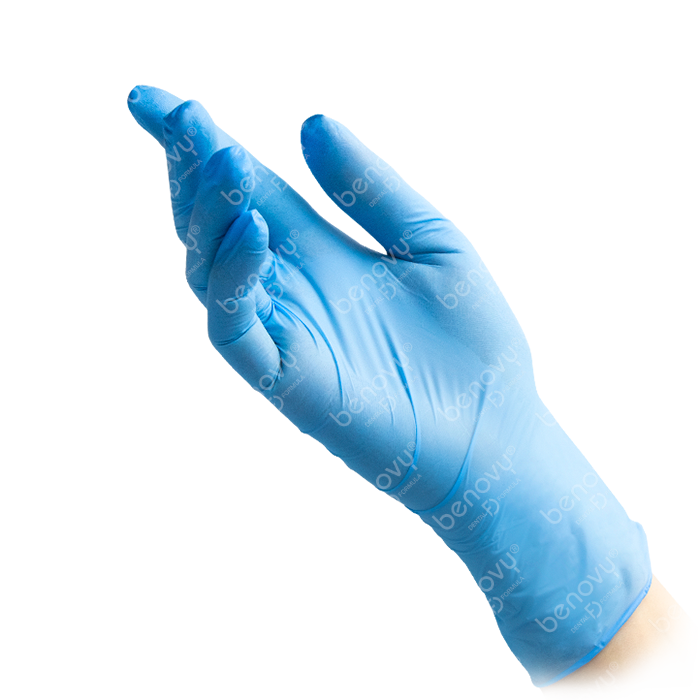 Перчатки нитриловые Nitrile (BENOVY) L (8-9) голубой, 50 пар