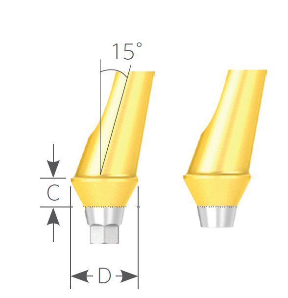 Стоматорг - Абатмент угловой для цементной фиксации диаметр 4.5 мм, десна 2.0 мм. Угол 15% шестигранник тип А.