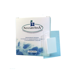 Стоматорг - Костный материал Коллапан Л  пластина min (мембрана) – 0,3 х 20 х 30 мм.
