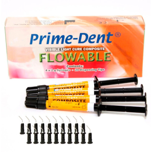 Prime - Dent Composite текучий Флоу А3 "Prime-Dent" (4 шпр х 2 гр + наконечники для шприцов 20 шт.) Набор