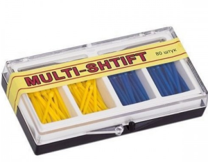 Стоматорг - Штифты беззольные MULTI-SHTIFT комплект по 40 шт, 2 размера (желтые, синие) 2 развёртки
